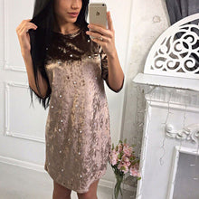 Load image into Gallery viewer, Susi&amp;Rita Elegant Pearl Beaded Velvet Dress Women 2019 Half Sleeve Short Party Dresses Autumn Winter Mini Dress Vestidos Jurken